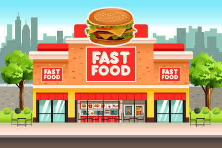 A vector illustration of Fast Food Restaurantのイラスト素材