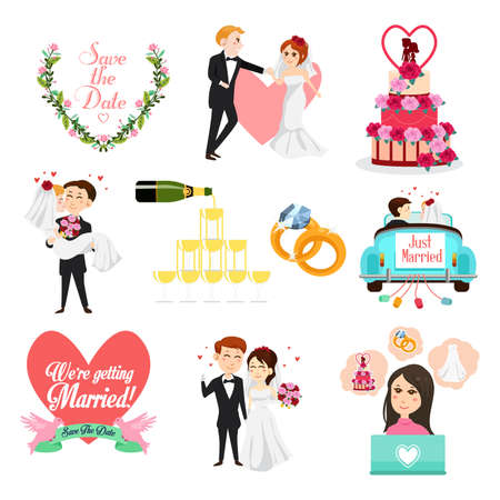 A vector illustration of Wedding Celebrations Icons and Clipartsのイラスト素材
