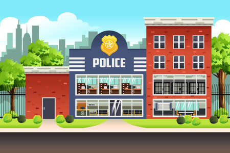 A vector illustration of Police Stationのイラスト素材