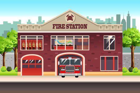 A vector illustration of Fire Stationのイラスト素材