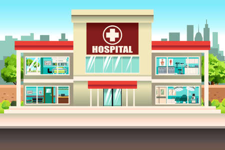 A vector illustration of Hospital Buildingのイラスト素材