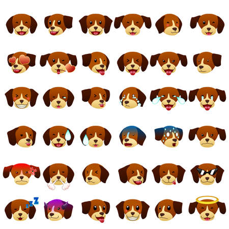 A vector illustration of Beagles Dog Emoji Emoticon Expressionのイラスト素材