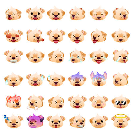 A vector illustration of Labrador Retrievers Dog Emoji Emoticon Expressionのイラスト素材
