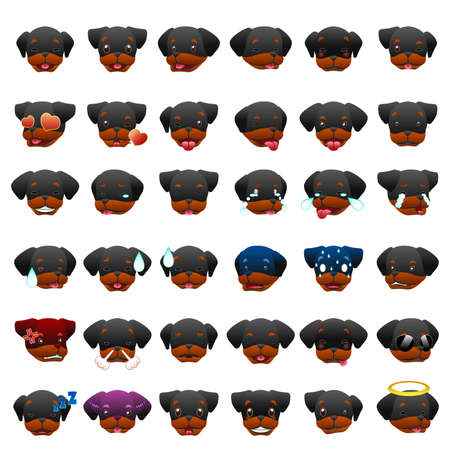 A vector illustration of Rottweilers Dog Emoji Emoticon Expressionのイラスト素材