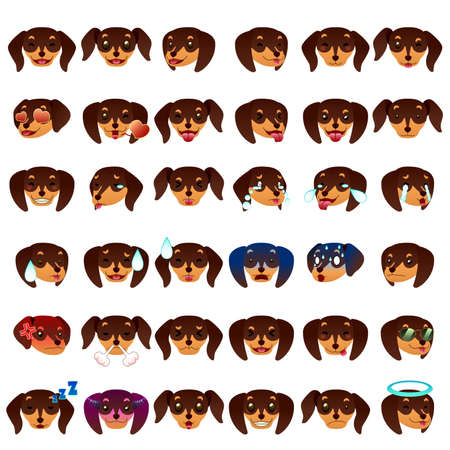 A vector illustration of Dachshund Dog Emoji Emoticon Expressionのイラスト素材