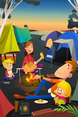 A vector illustration of Family Camping Outdoorのイラスト素材