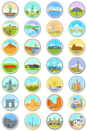 A vector illustration of World Landmarks Travel Iconsのイラスト素材