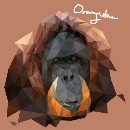 A vector illustration of Orang Utan Illustration in Mosaic Styleのイラスト素材