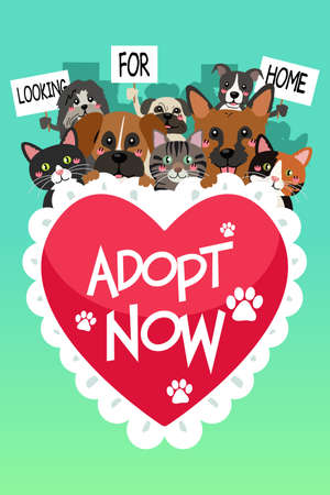A vector illustration of Pets For Adoption Posterのイラスト素材