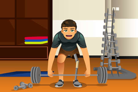 A vector illustration of Disabled Athlete Exercising Lifting Weightsのイラスト素材