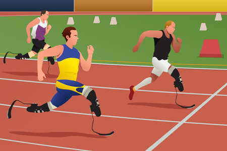 A vector illustration of Disabled Athletes in Running Competitionのイラスト素材