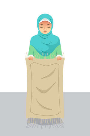 A vector illustration of Muslim Woman Preparing Before Prayingのイラスト素材