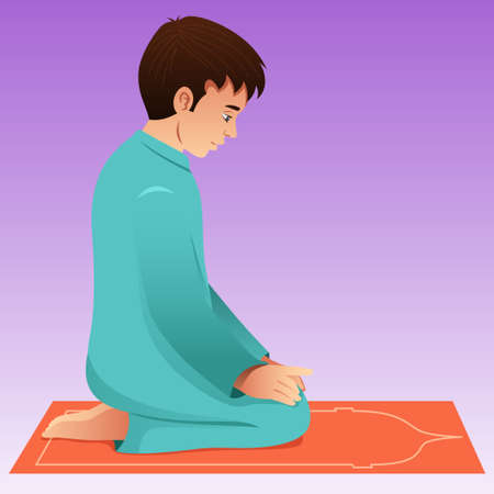 A vector illustration of Muslim Man Prayingのイラスト素材