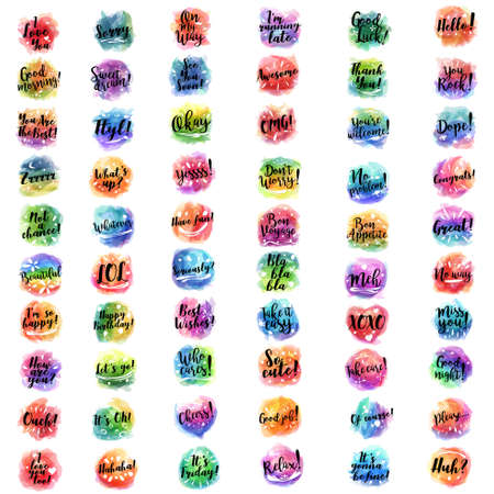 A vector illustration of Words and Expressions With Watercolor Backgroundのイラスト素材