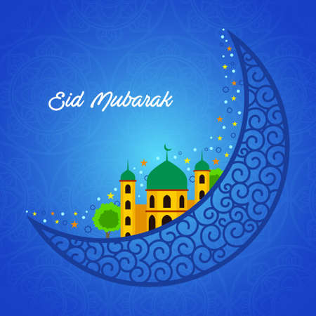 A vector illustration of Eid Mubarak greeting card designのイラスト素材