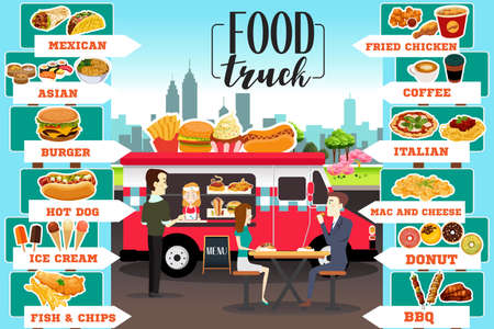A vector illustration of Food Trucks Infographicsのイラスト素材