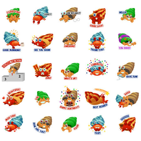 A vector illustration of Hermit Crab Emoji Emoticon Expressionのイラスト素材