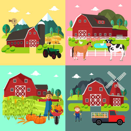 A vector illustration of Farm Life Clipartsのイラスト素材
