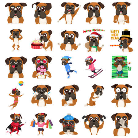 A vector illustration of a Boxer Dog Emoji Emoticon Expressionのイラスト素材