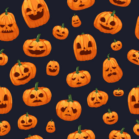 A vector illustration of Pumpkins Jack O Lantern Seamless Wallpaper のイラスト素材