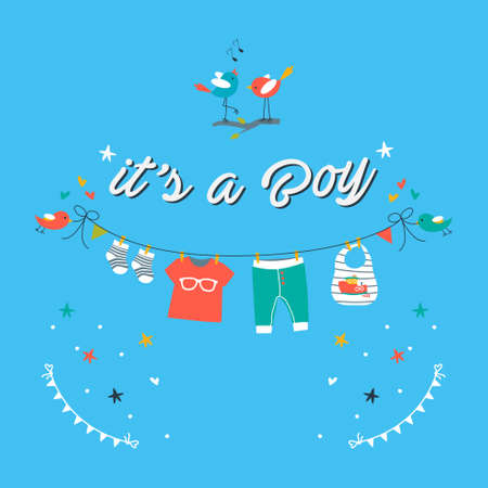 A vector illustration of baby shower invitation card designのイラスト素材