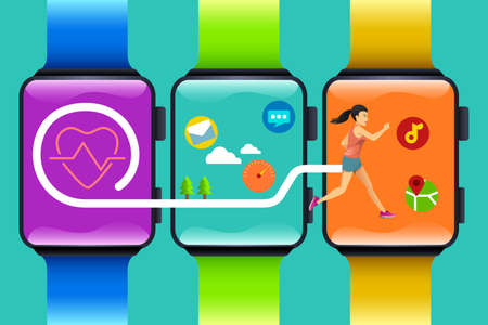 A vector illustration of Fitness Watch Technology Concept