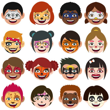 A vector illustration of Face Painted Kidsのイラスト素材