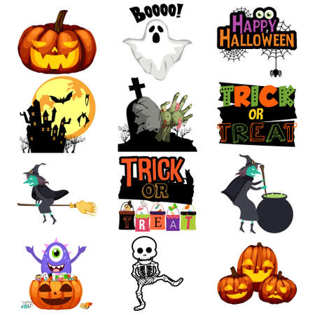 Halloween Trick or Treat Icons illustration.のイラスト素材