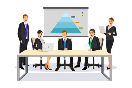 Illustration of Business People in a meeting.のイラスト素材