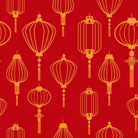 A vector illustration of Chinese new year wallpaper seamless pattern backgroundのイラスト素材
