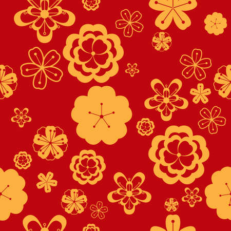 A vector illustration of Chinese new year wallpaper seamless pattern backgroundのイラスト素材