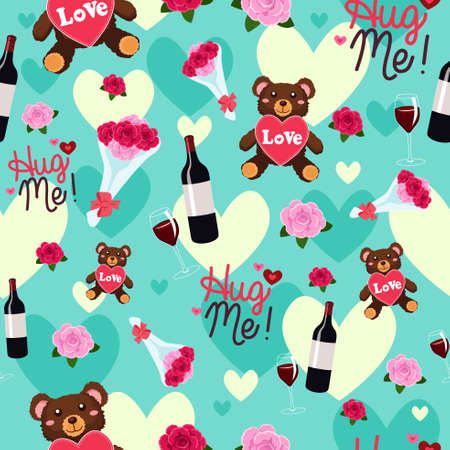 A vector illustration of valentine day wallpaper seamless pattern backgroundのイラスト素材