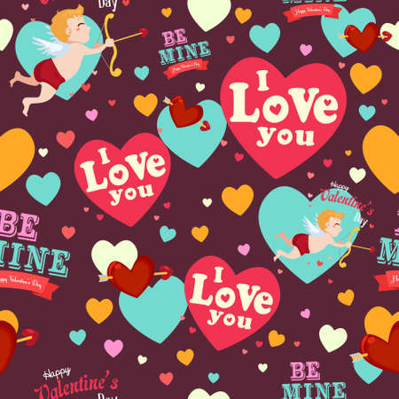 A vector illustration of valentine day wallpaper seamless pattern backgroundのイラスト素材