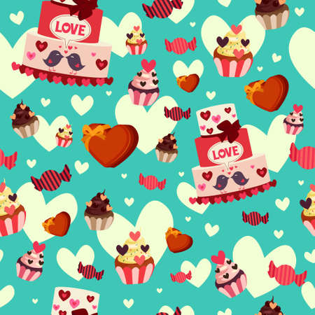 A vector illustration of valentine day wallpaper seamless pattern backgroundのイラスト素材