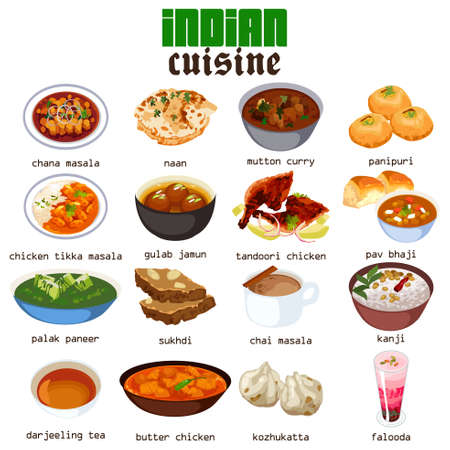 A vector illustration of Indian Food Cuisineのイラスト素材
