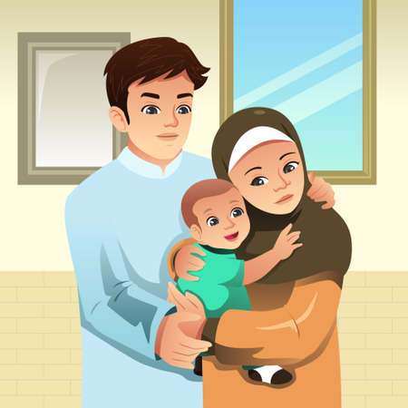 A vector illustration of Muslim Family at Homeのイラスト素材