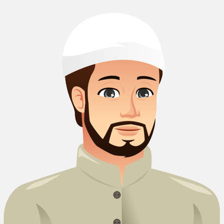 A vector illustration of Portrait of a Muslim Manのイラスト素材