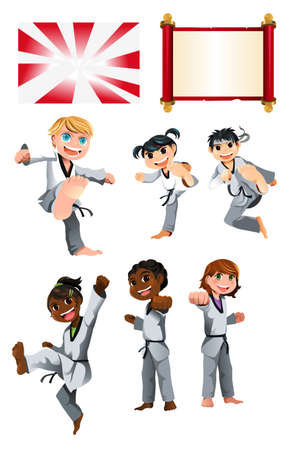 A vector illustration of Karate Taekwondo Kidsのイラスト素材
