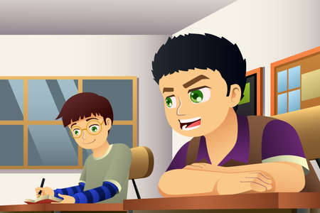 A vector illustration of Students in a Classroomのイラスト素材