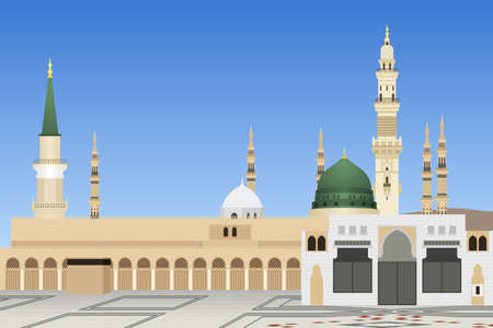 A vector illustration of Medina Mosque in Saudi Arabia のイラスト素材