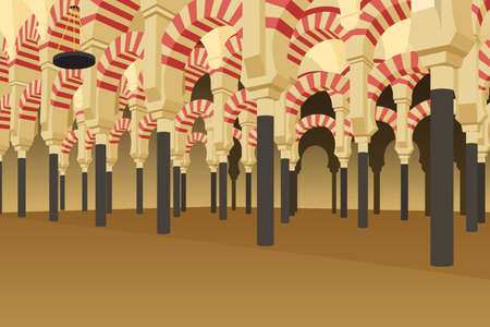 A vector illustration of Inside of Alhambra Palace in Spainのイラスト素材
