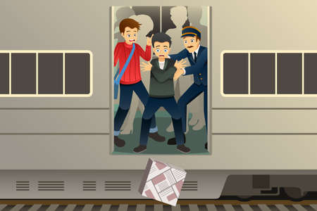 A vector illustration of Passenger Drop a Package from the Trainのイラスト素材
