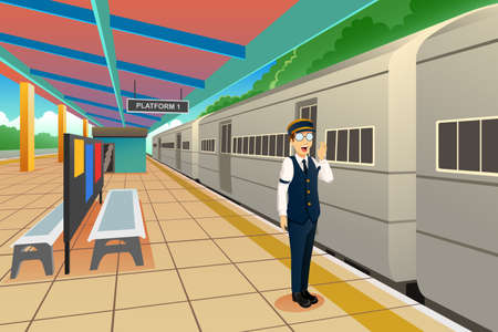 A vector illustration of Train Conductorのイラスト素材