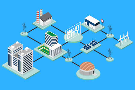 A vector illustration of Smart City Technology Conceptual Isometric