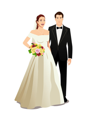 Wedding Couple Vector Illustrationのイラスト素材
