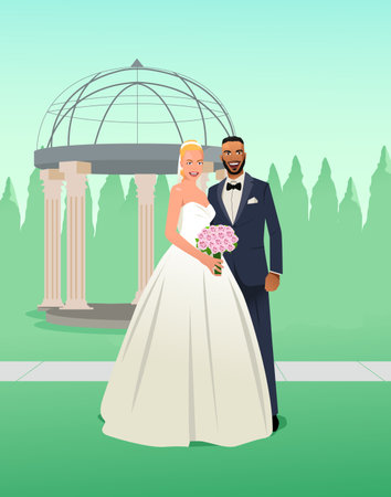 A vector illustration of a happy wedding coupleのイラスト素材
