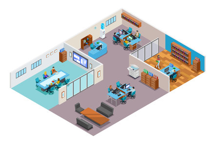 A vector illustration of Business Office Isometric Interiorのイラスト素材