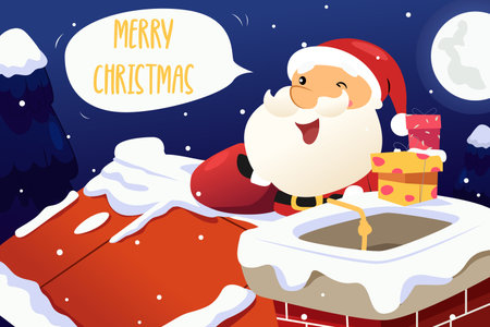 A vector illustration of Santa Claus Carrying Christmas Presentsのイラスト素材