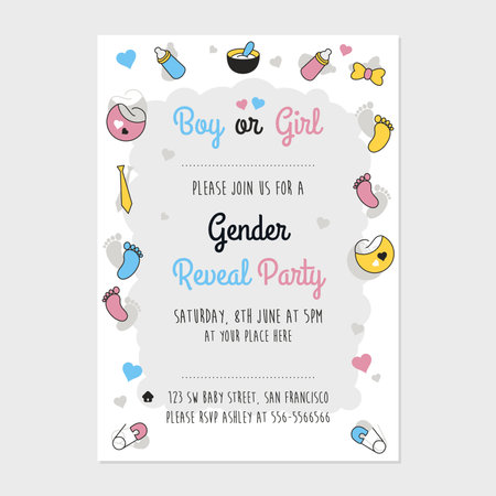 A vector illustration of Gender Reveal Party Invitation Cardのイラスト素材