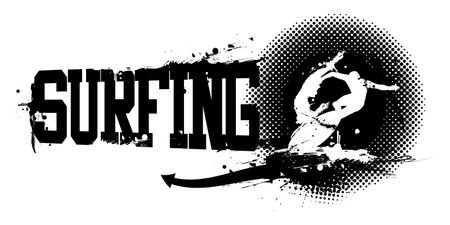 A vector illustration of Surfing Waves Bannerのイラスト素材